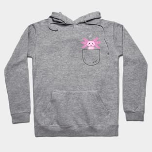 Pink Axolotl In A Pocket Hoodie